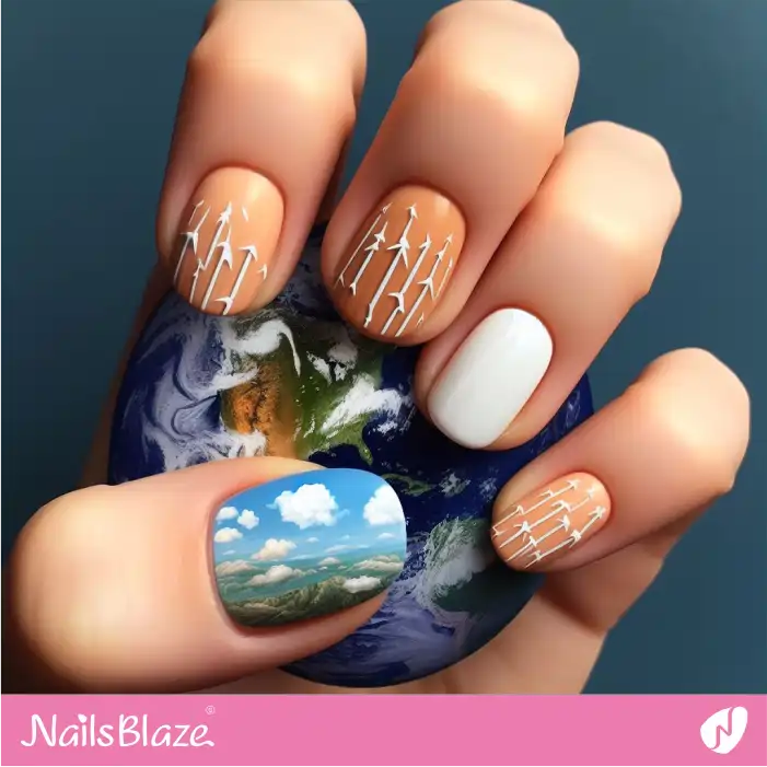 Clean Energy Wind Turbine Nail Design | Climate Crisis Nails - NB2807